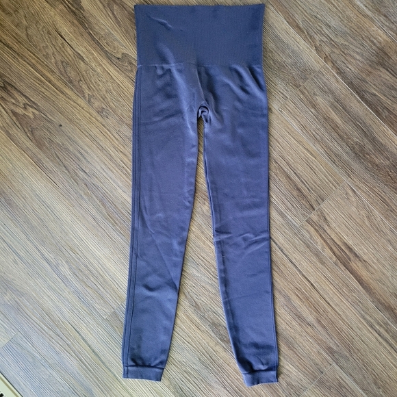 SPANX Look At Me Now Seamless Leggings Women's M Blue Ribbed Waist Shaping - Picture 1 of 9